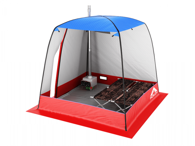 Мобильная баня-палатка МОРЖ c 2-мя окнами сине-красный в Казани