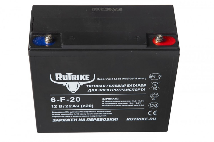 Тяговый гелевый аккумулятор RuTrike 6-F-20 (12V22A/H C20) в Казани