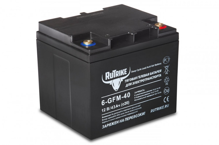 Тяговый гелевый аккумулятор RuTrike 6-GFM-40A (12V43A/H C20) в Казани