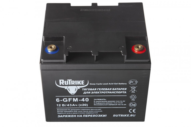 Тяговый гелевый аккумулятор RuTrike 6-GFM-40A (12V43A/H C20) в Казани