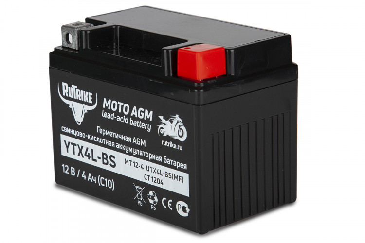 Аккумулятор стартерный для мототехники Rutrike YTX4L-BS (12V/4Ah) в Казани