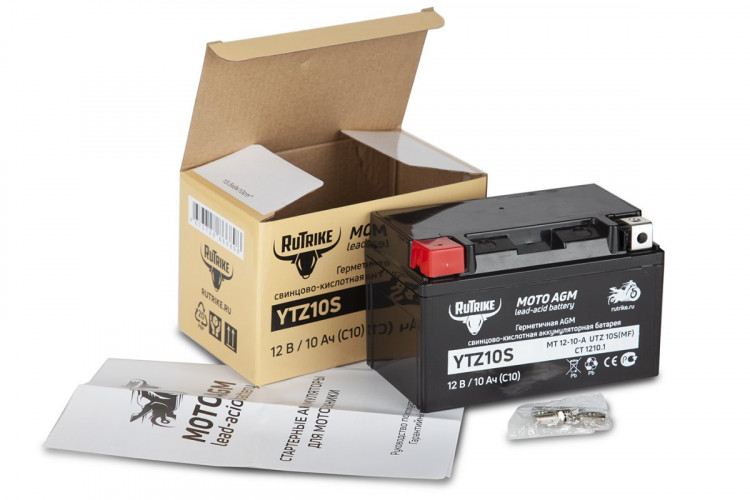 Аккумулятор стартерный для мототехники Rutrike YTZ10S (12V/10Ah) в Казани