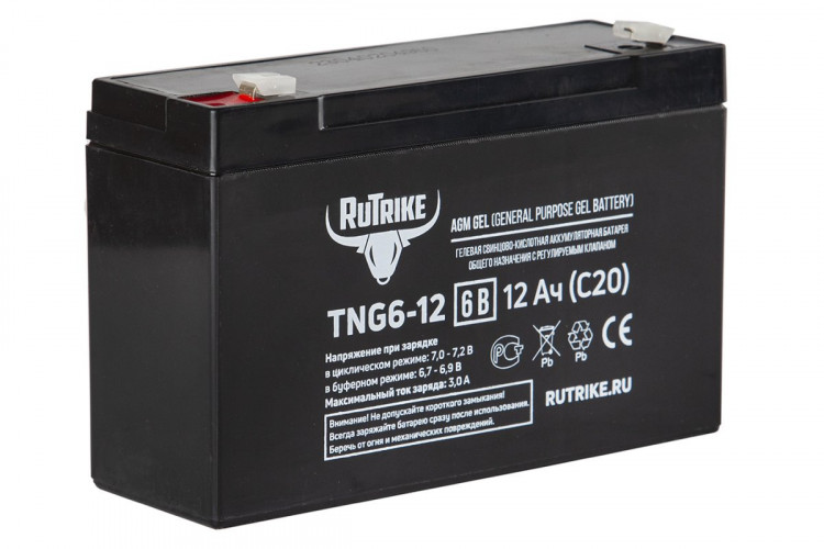 Тяговый гелевый аккумулятор RuTrike TNG 6-12 (6V12A/H C20) в Казани