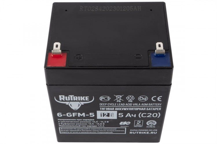 Тяговый гелевый аккумулятор RuTrike 6-GFM-5 (12V5A/H C20) в Казани